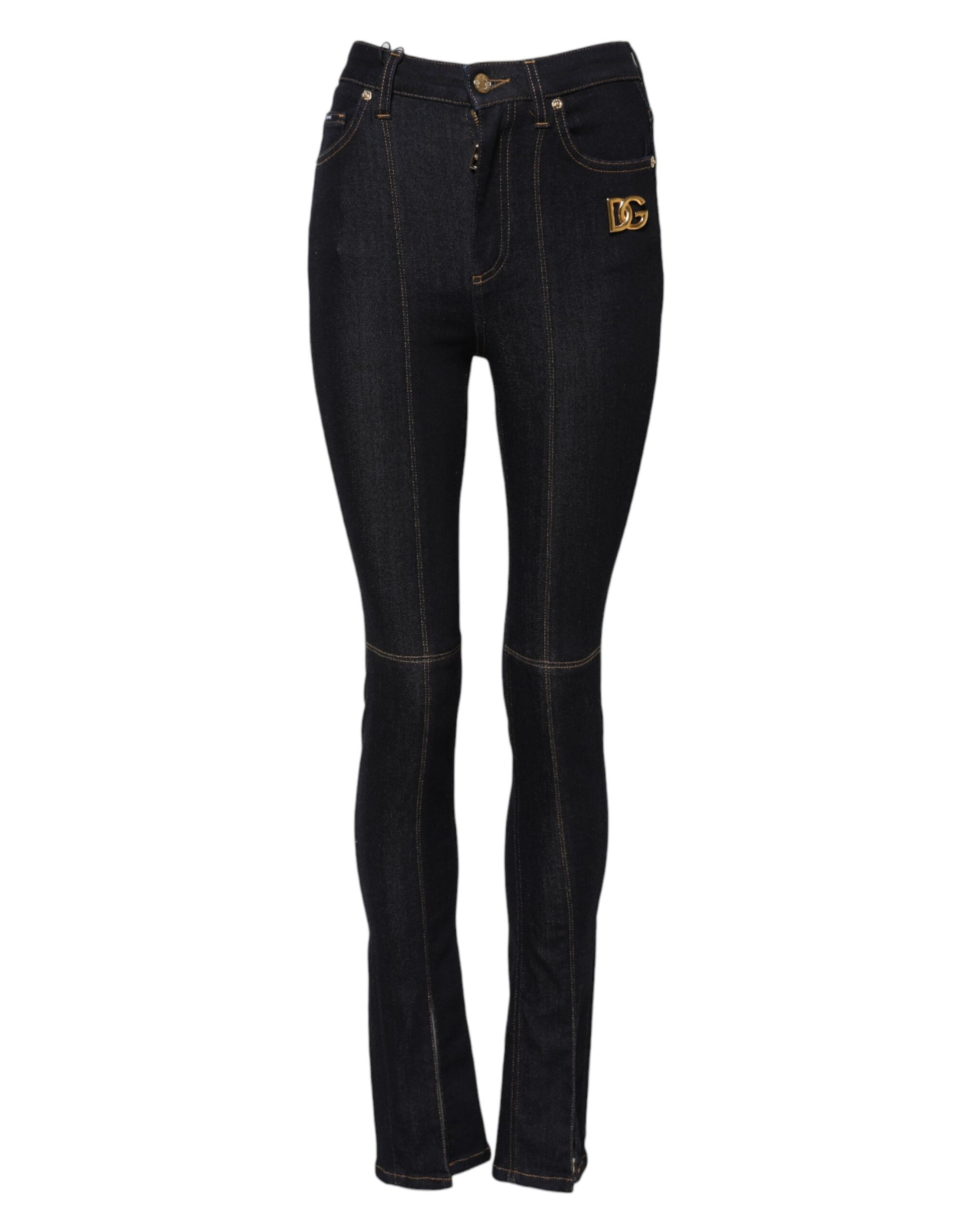 Blue Cotton High Waist Skinny Denim Jeans-Dolce & Gabbana-LabelTerrace.com