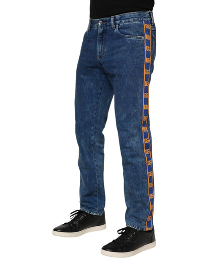 Blue Cotton Logo Plaque Denim Jeans-Dolce & Gabbana-LabelTerrace.com