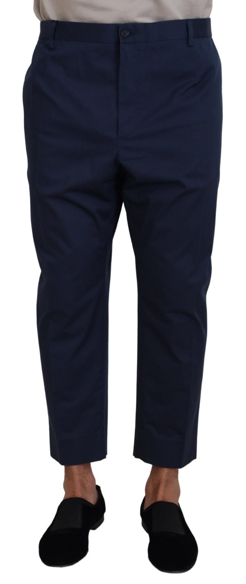 Blue Cotton Men Cropped Pants-Dolce & Gabbana-LabelTerrace.com