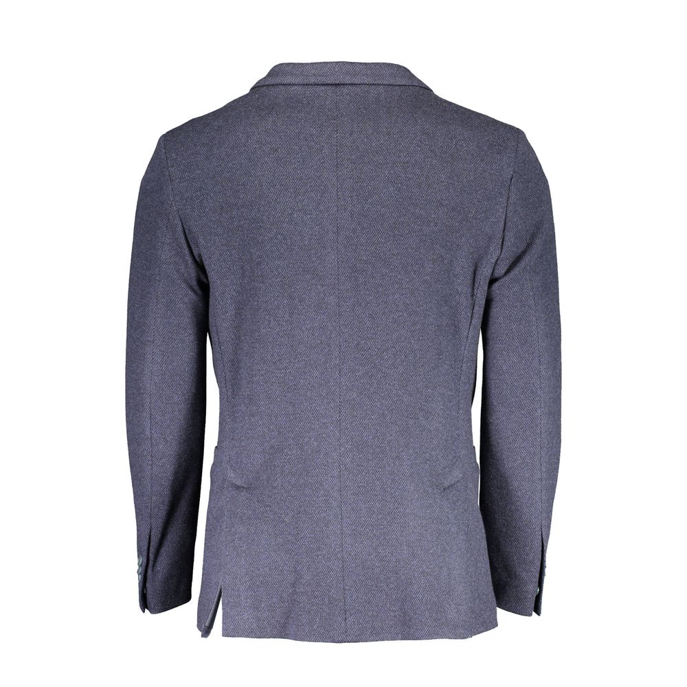 Blue Cotton Men Jacket-Gant-LabelTerrace.com