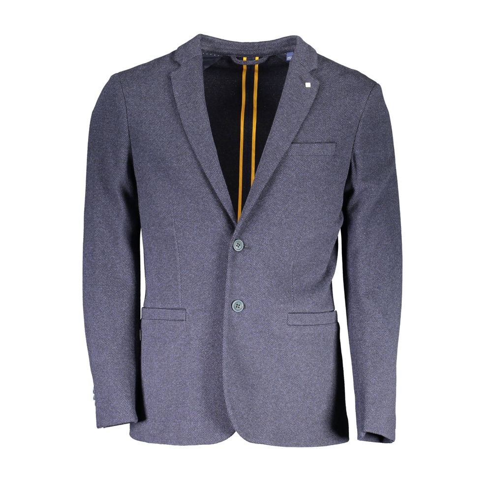 Blue Cotton Men Jacket-Gant-LabelTerrace.com