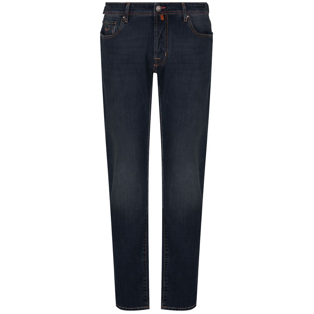 Blue Cotton Men Jeans with Orange Stitching-Jacob Cohen-LabelTerrace.com