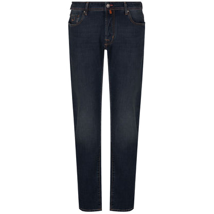 Blue Cotton Men Jeans with Orange Stitching-Jacob Cohen-LabelTerrace.com