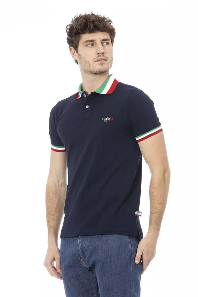 Blue Cotton Men Polo Shirt-Baldinini Trend-LabelTerrace.com