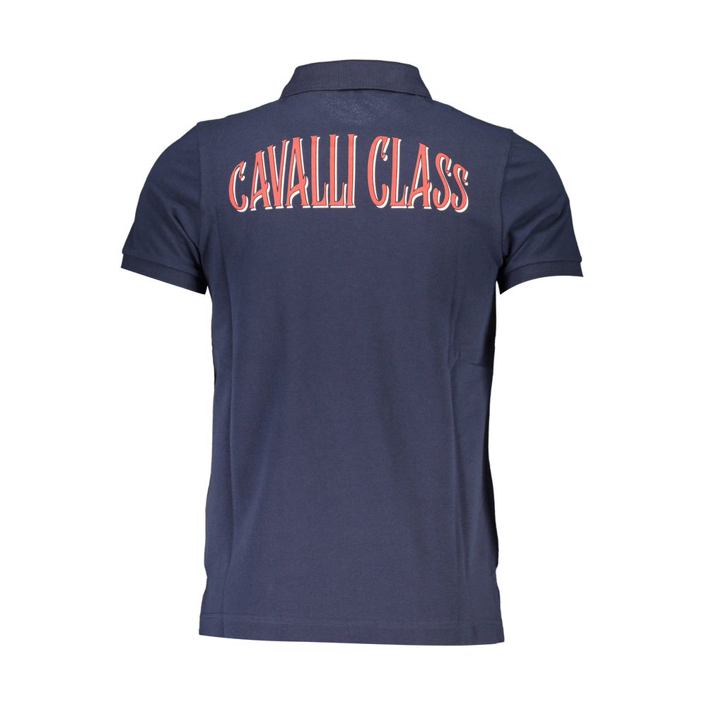 Blue Cotton Men Polo Shirt-Cavalli Class-LabelTerrace.com