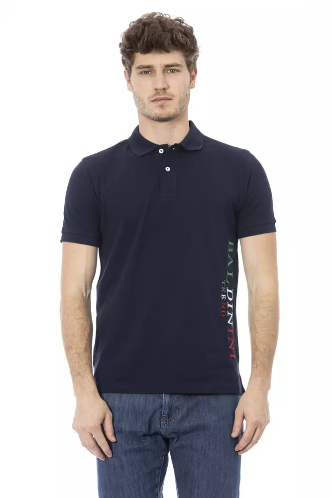 Blue Cotton Men Polo Shirt-Baldinini Trend-LabelTerrace.com
