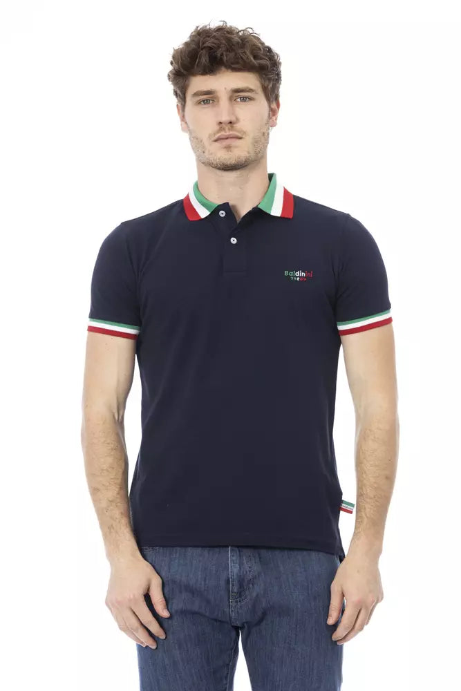 Blue Cotton Men Polo Shirt-Baldinini Trend-LabelTerrace.com