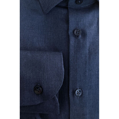 Blue Cotton Men Shirt