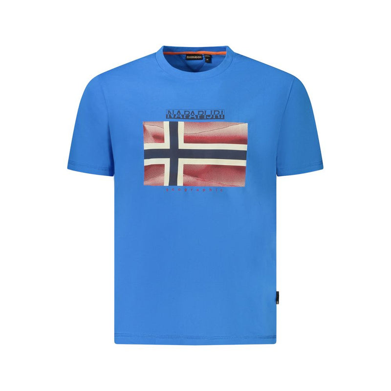 Blue Cotton Men T-Shirt