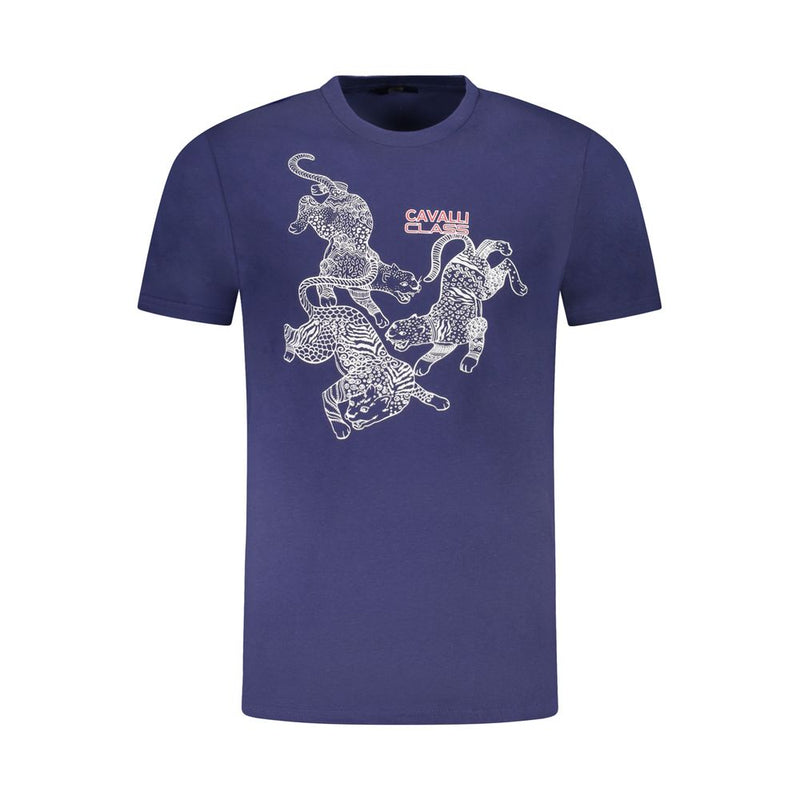 Blue Cotton Men T-Shirt