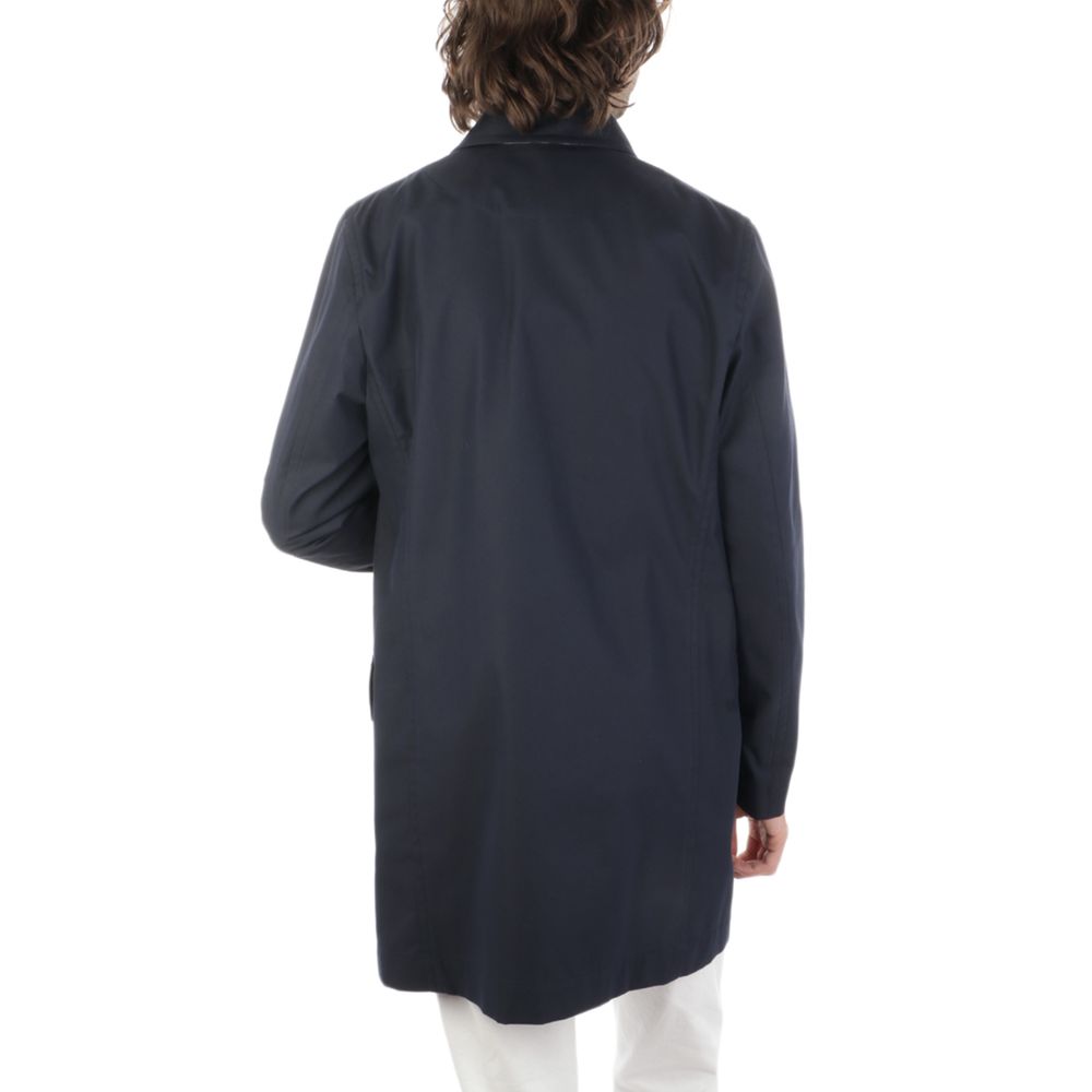 Blue Cotton Men's Raincoat-Aquascutum-LabelTerrace.com