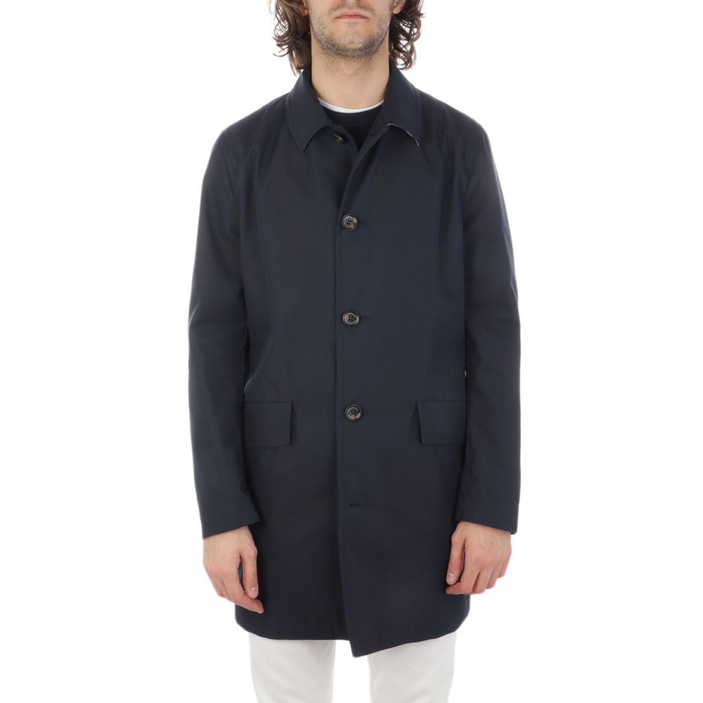Blue Cotton Men's Raincoat-Aquascutum-LabelTerrace.com
