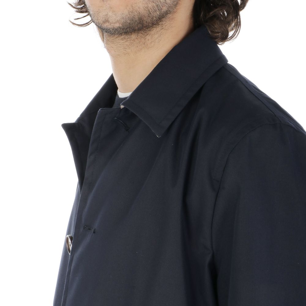 Blue Cotton Men's Raincoat-Aquascutum-LabelTerrace.com