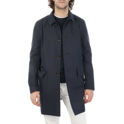 Blue Cotton Men's Raincoat-Aquascutum-LabelTerrace.com