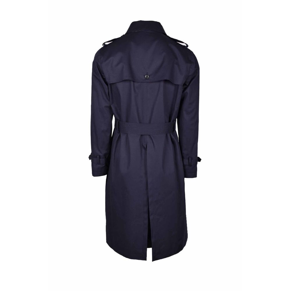 Blue Cotton Men's Trench Coat-Aquascutum-LabelTerrace.com