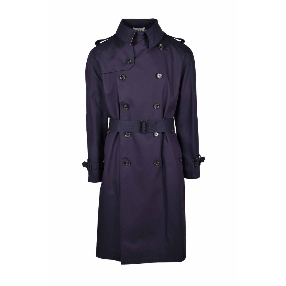 Blue Cotton Men's Trench Coat-Aquascutum-LabelTerrace.com