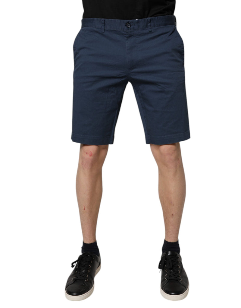 Blue Cotton Mid Waist Men Bermuda Shorts-Dolce & Gabbana-LabelTerrace.com