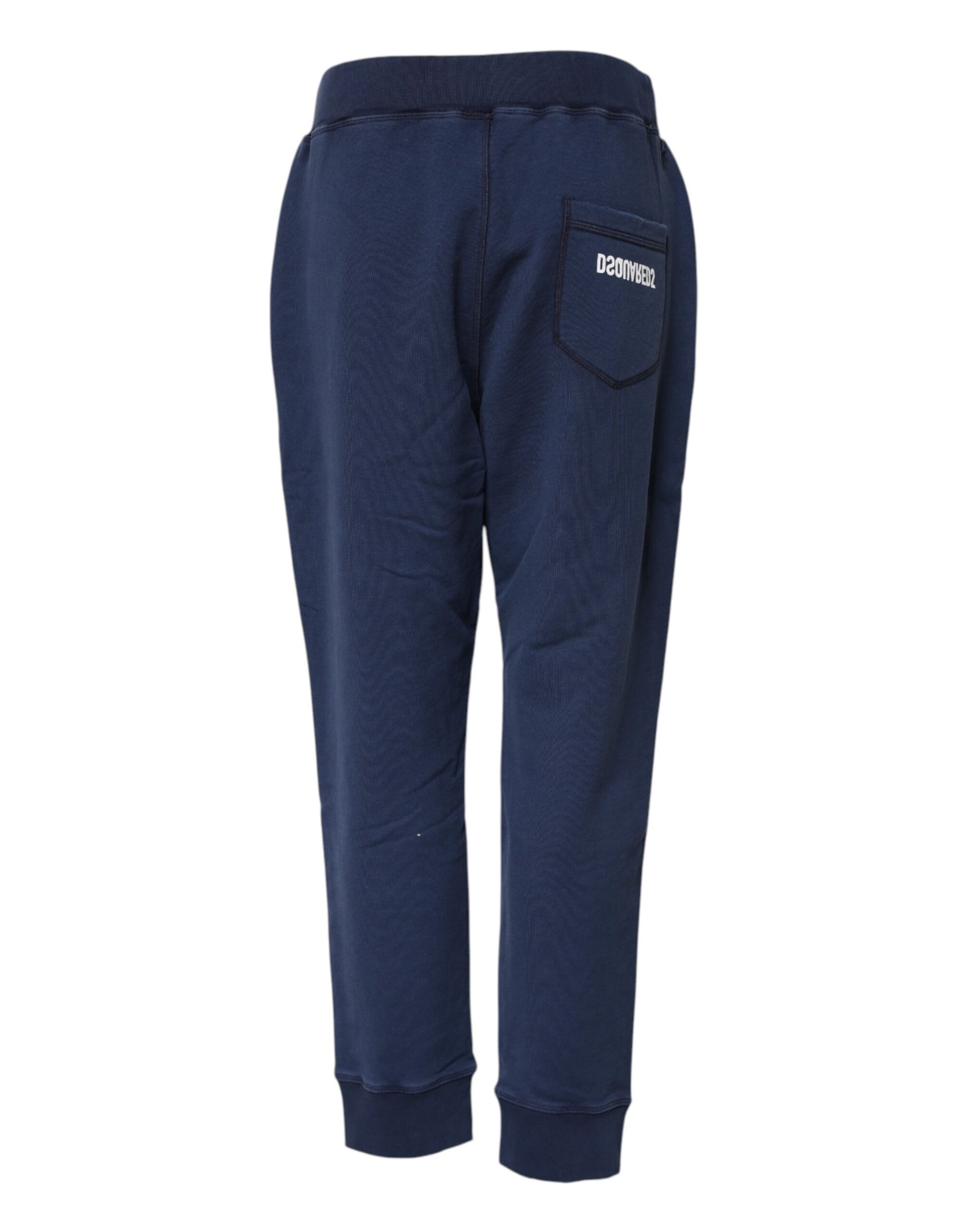 Blue Cotton Mid Waisted Jogger Pants-Dsquared²-LabelTerrace.com