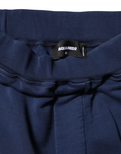 Blue Cotton Mid Waisted Jogger Pants-Dsquared²-LabelTerrace.com