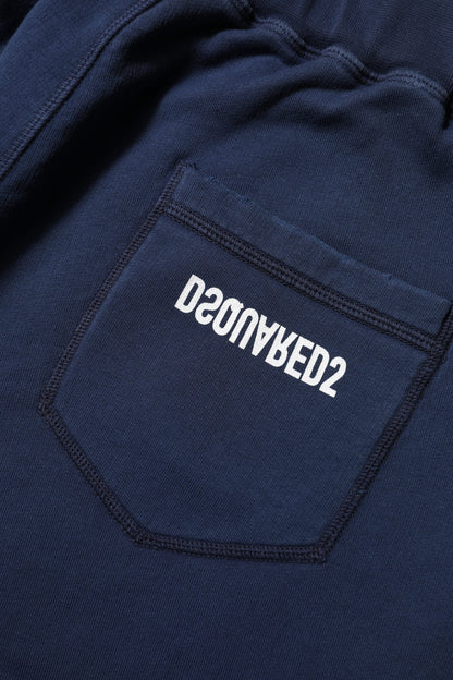 Blue Cotton Mid Waisted Jogger Pants-Dsquared²-LabelTerrace.com