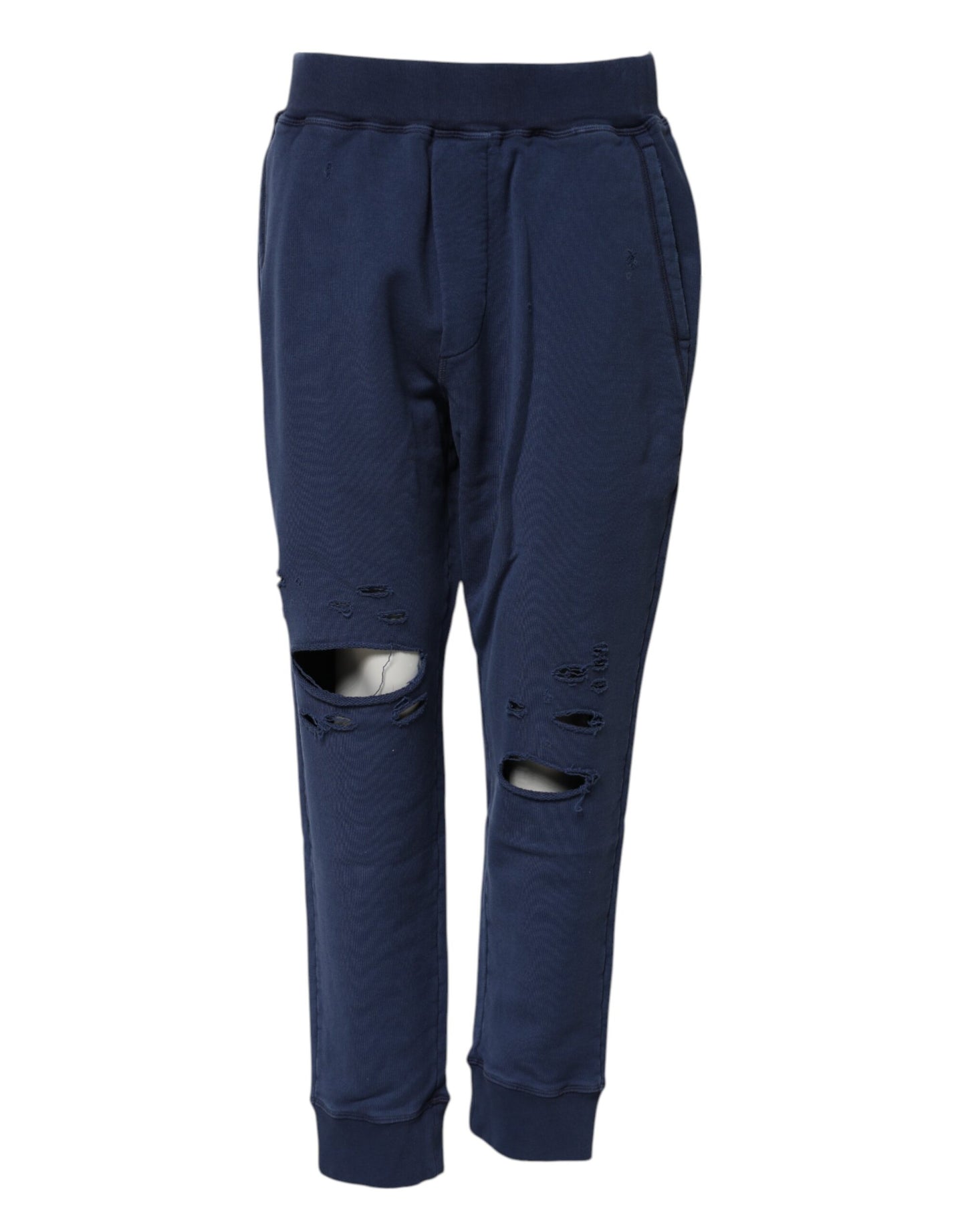 Blue Cotton Mid Waisted Jogger Pants-Dsquared²-LabelTerrace.com