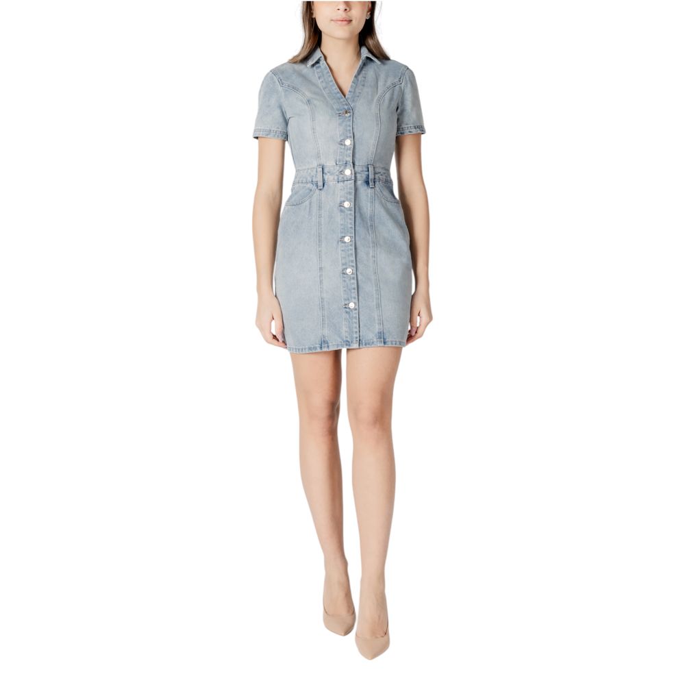 Blue Cotton Midi Dress