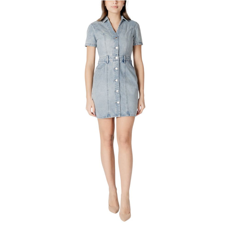 Blue Cotton Midi Dress