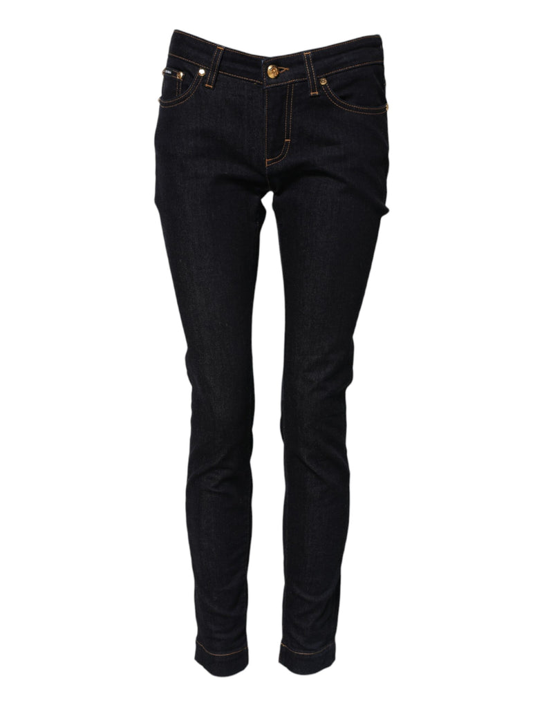 Blue Cotton PRETTY LowWaist Skinny Denim Jeans-Dolce & Gabbana-LabelTerrace.com