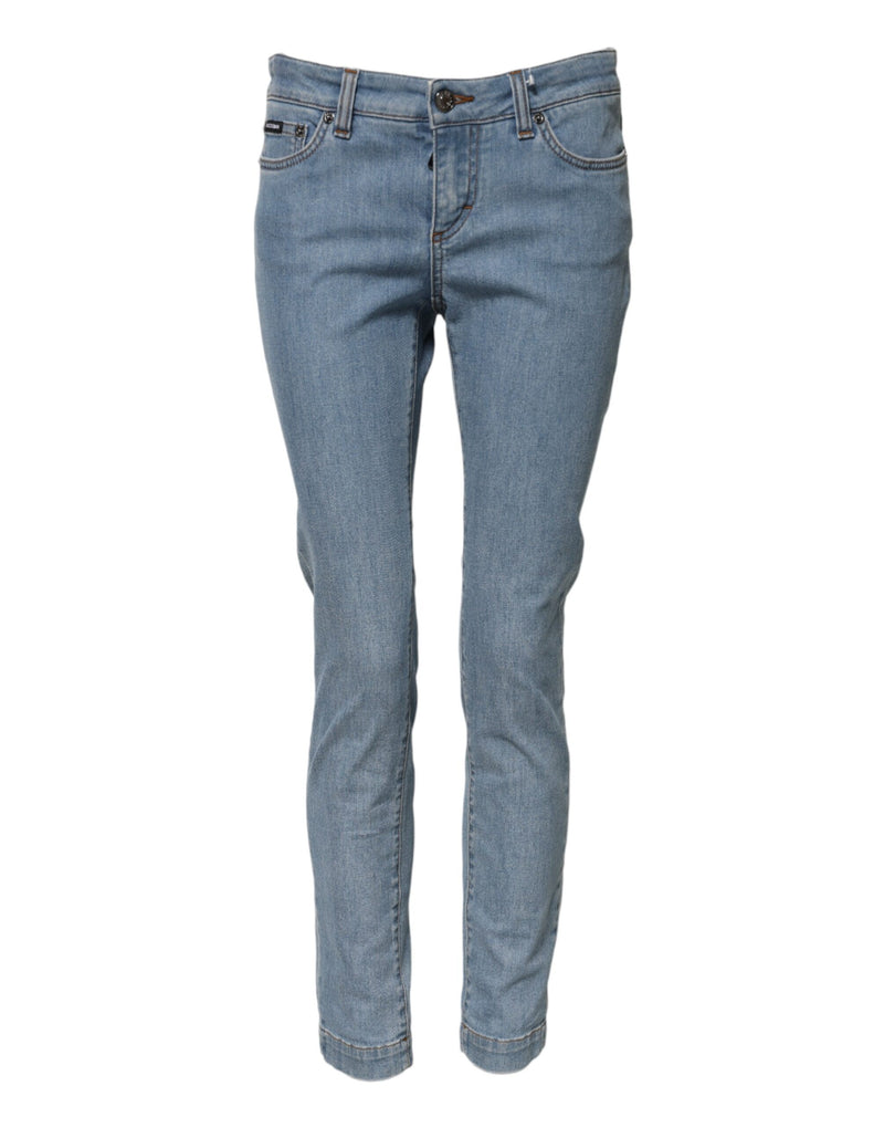 Blue Cotton PRETTY MidWaist Skinny Denim Jeans-Dolce & Gabbana-LabelTerrace.com