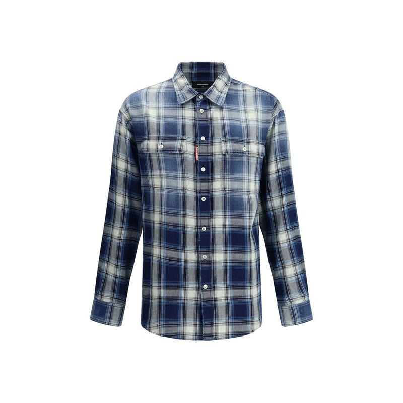 Blue Cotton Pattern Shirt
