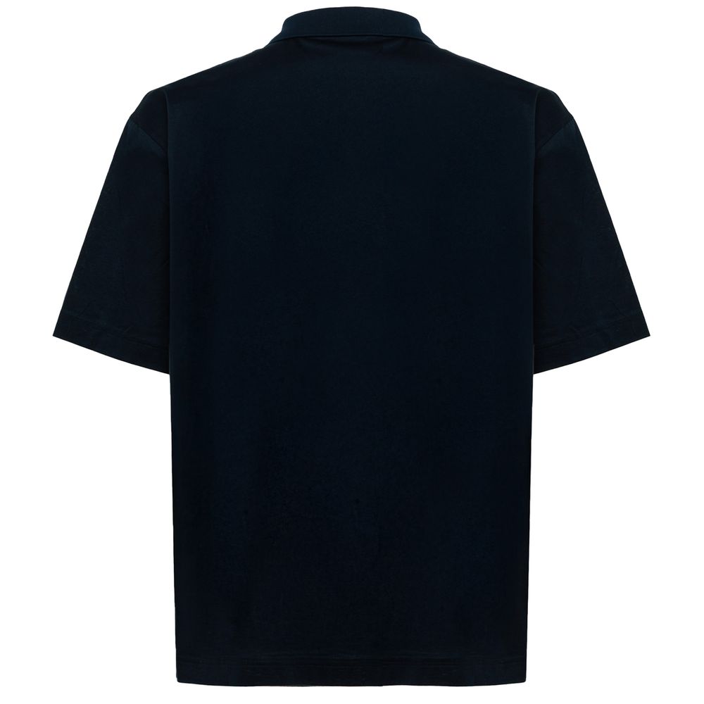 Blue Cotton Polo Shirt-Alpha Studio-LabelTerrace.com