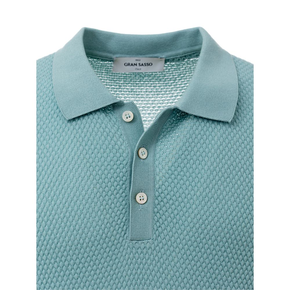 Blue Cotton Polo Shirt-Gran Sasso-LabelTerrace.com