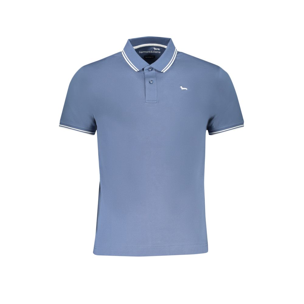 Blue Cotton Polo Shirt-Harmont & Blaine-LabelTerrace.com
