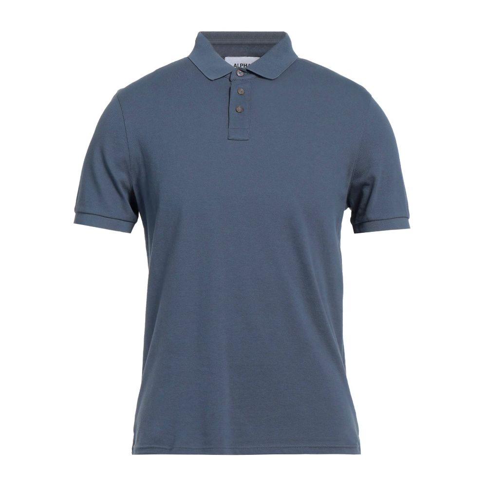 Blue Cotton Polo Shirt-Alpha Studio-LabelTerrace.com