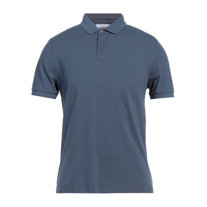 Blue Cotton Polo Shirt-Alpha Studio-LabelTerrace.com