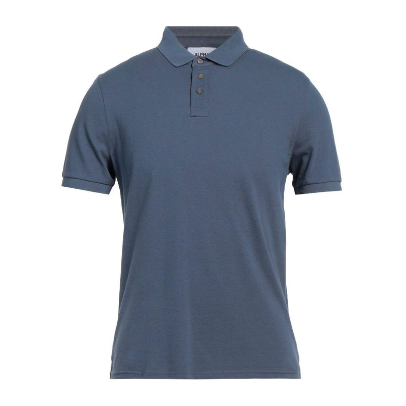 Blue Cotton Polo Shirt-Alpha Studio-LabelTerrace.com