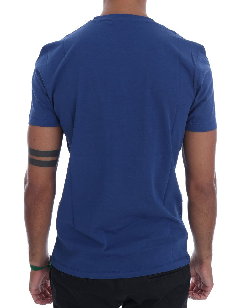 Blue Cotton RIDERS Crewneck T-Shirt-Frankie Morello-LabelTerrace.com