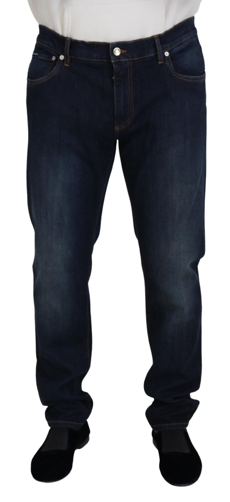 Blue Cotton Straight Fit Casual Denim Jeans-Dolce & Gabbana-LabelTerrace.com