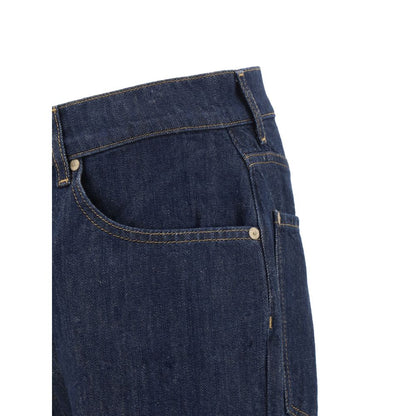 Blue Cotton Straight-Leg Jeans