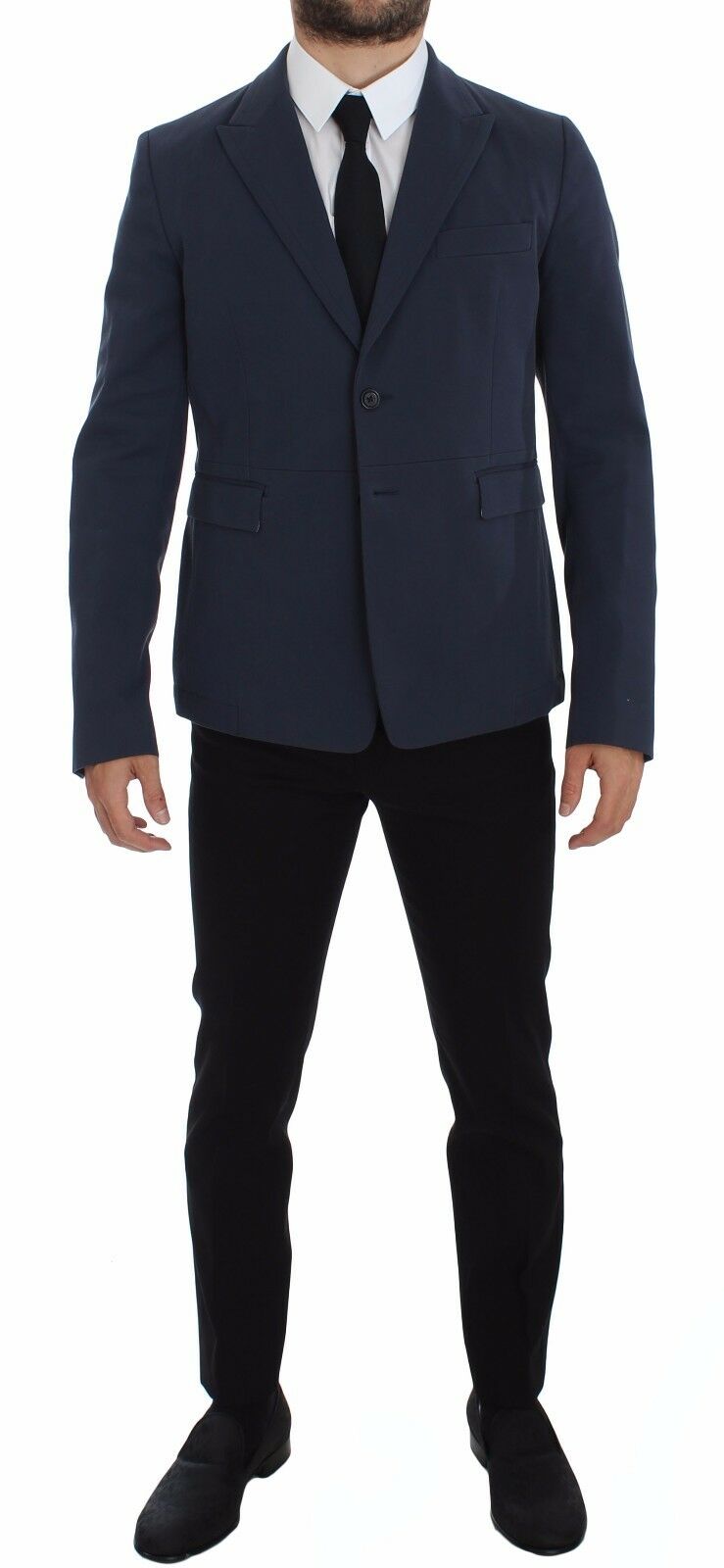 Blue Cotton Stretch Casual Blazer-Dolce & Gabbana-LabelTerrace.com