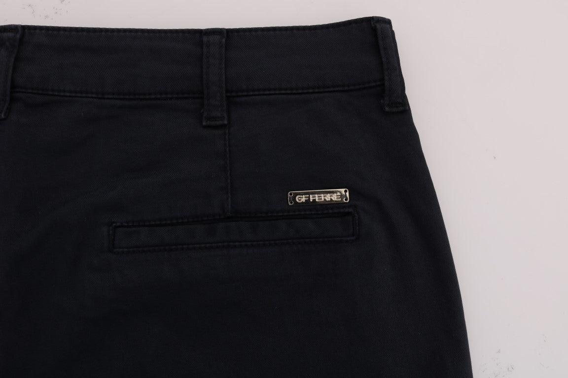 Blue Cotton Stretch Chinos Pants-GF Ferre-LabelTerrace.com