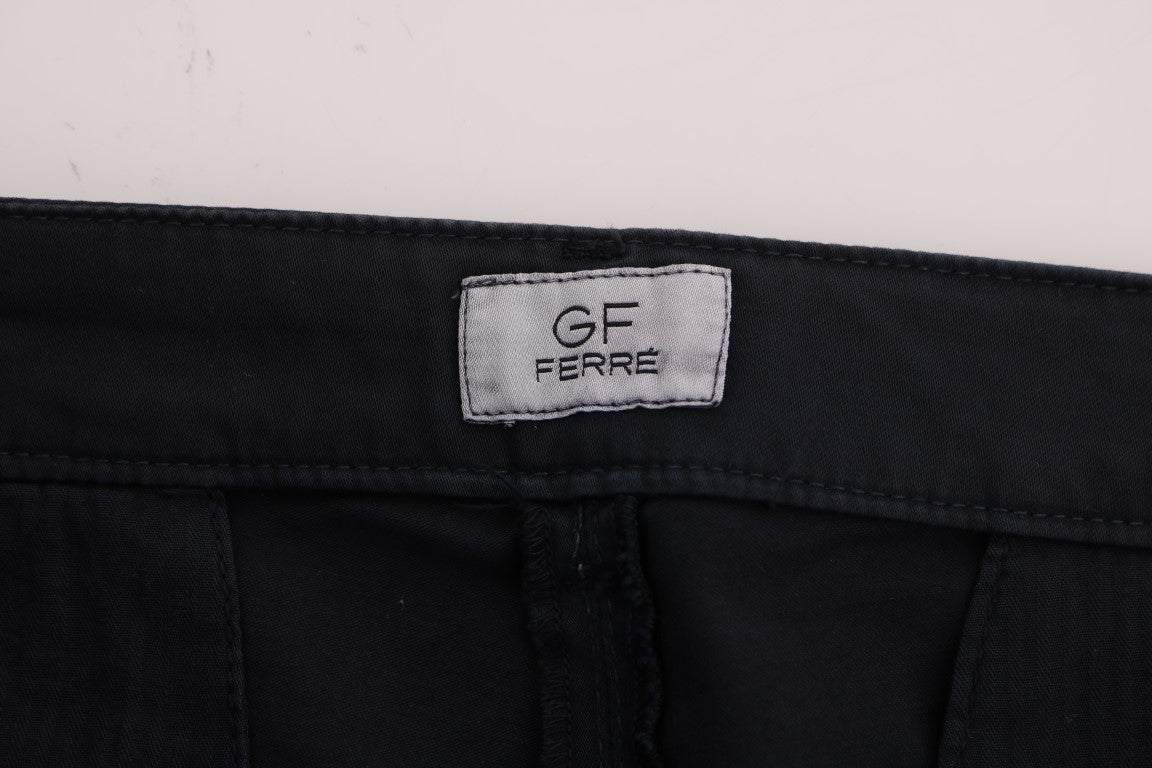 Blue Cotton Stretch Chinos Pants-GF Ferre-LabelTerrace.com