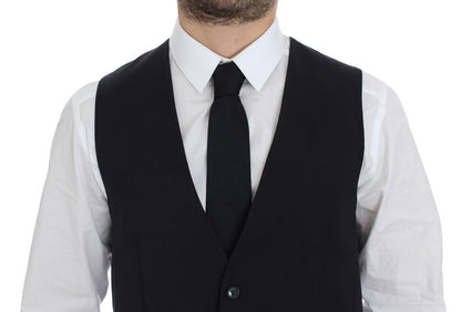 Blue Cotton Stretch Dress Vest Blazer-Dolce & Gabbana-LabelTerrace.com
