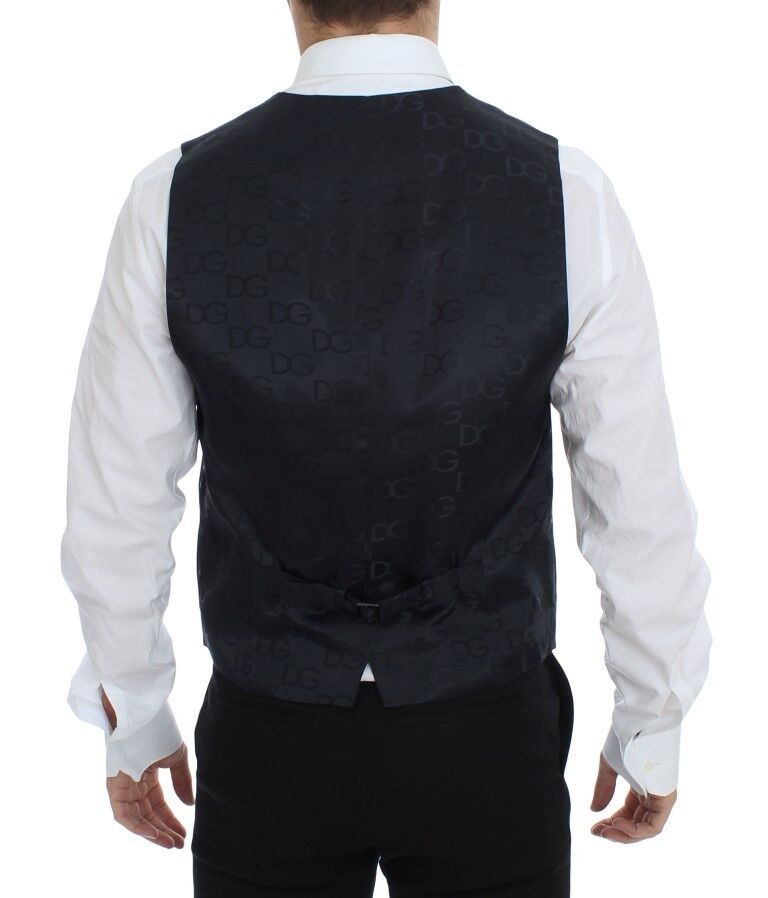 Blue Cotton Stretch Dress Vest Blazer-Dolce & Gabbana-LabelTerrace.com