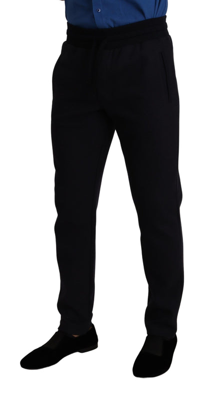 Blue Cotton Stretch Jogging Trouser Pants-Dolce & Gabbana-LabelTerrace.com