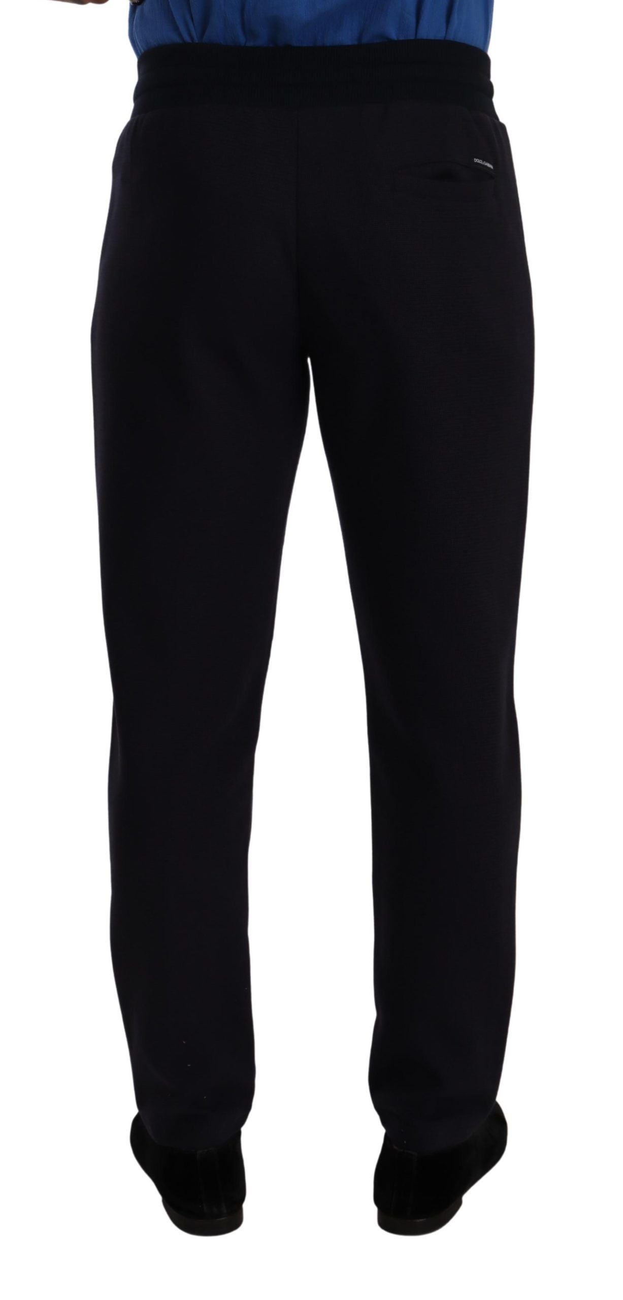 Blue Cotton Stretch Jogging Trouser Pants-Dolce & Gabbana-LabelTerrace.com