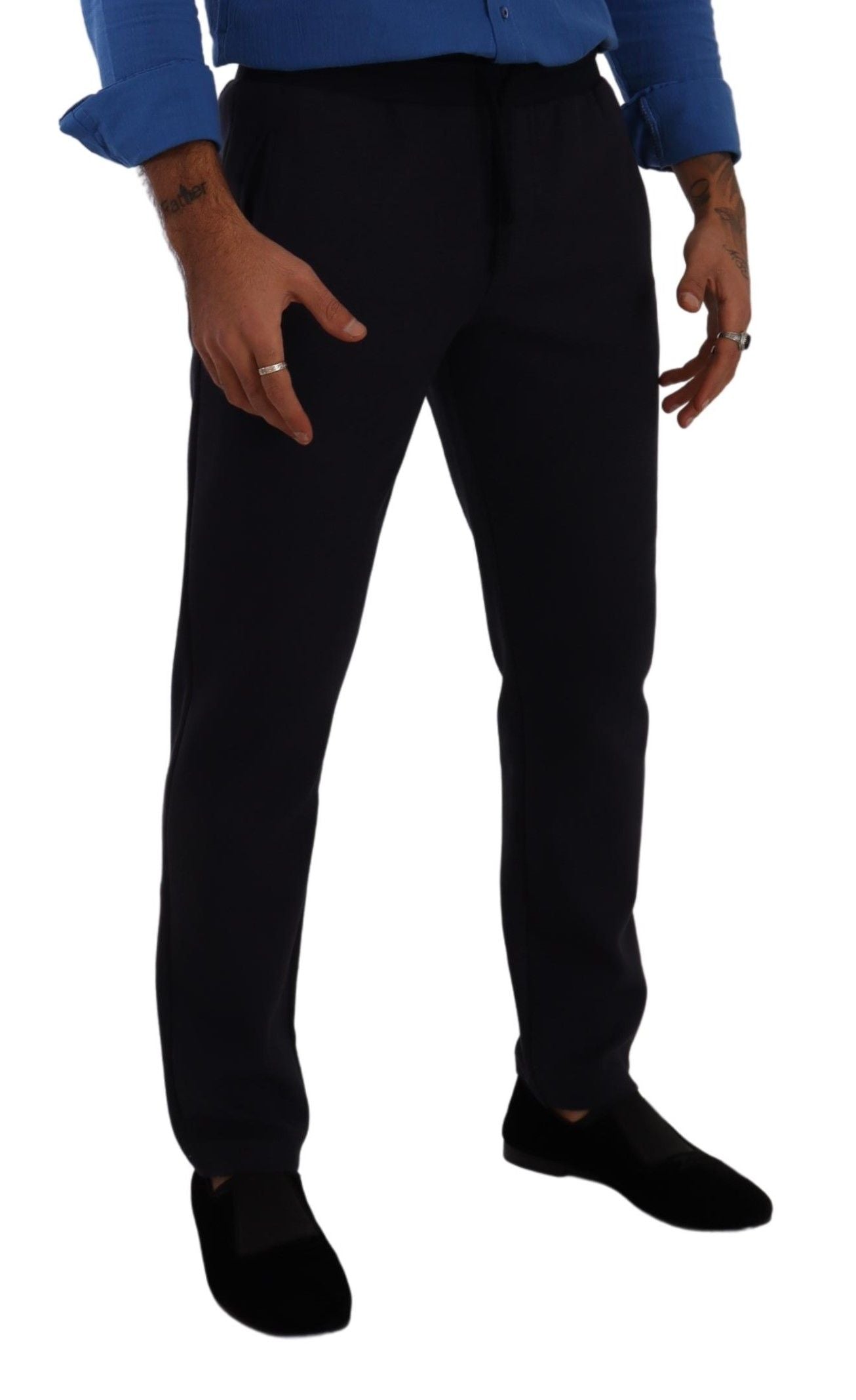 Blue Cotton Stretch Jogging Trouser Pants-Dolce & Gabbana-LabelTerrace.com
