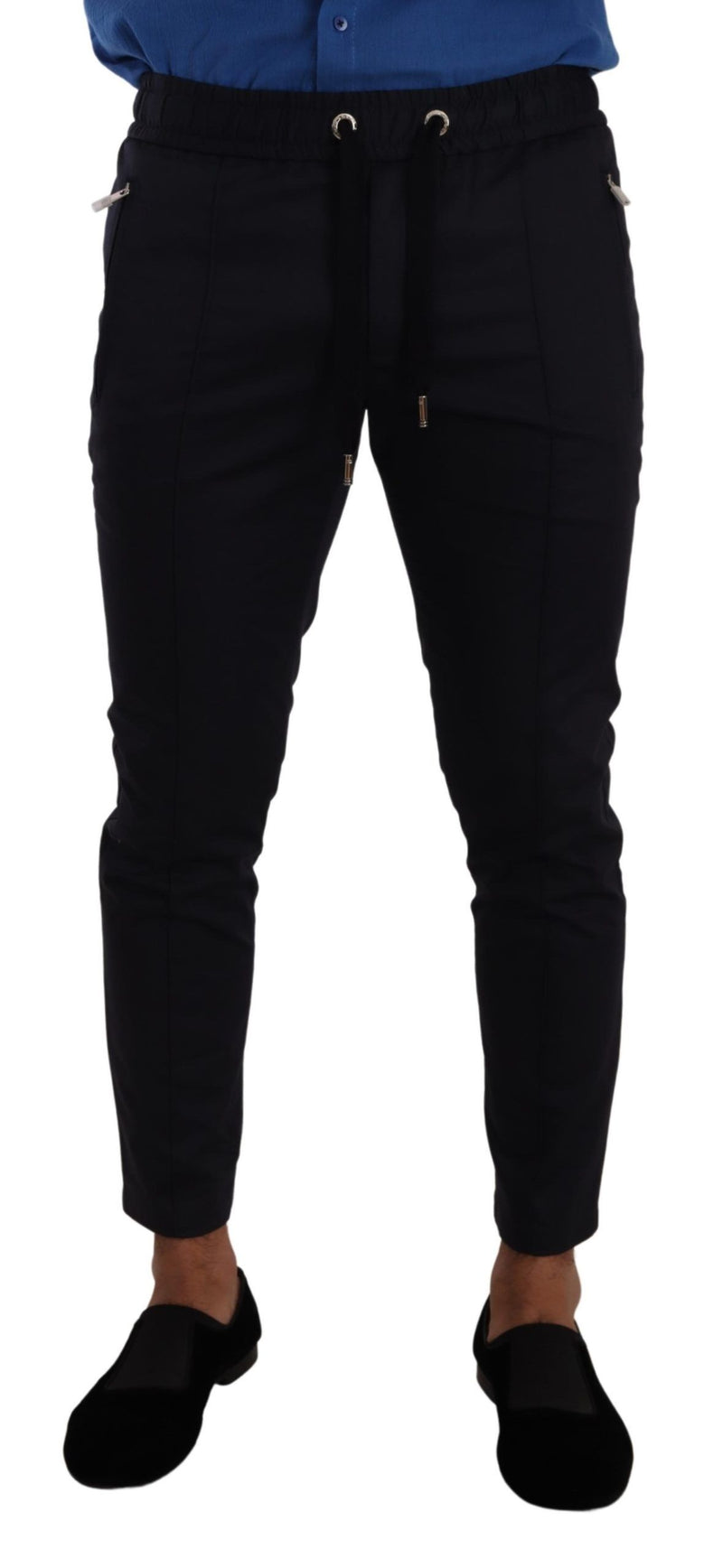 Blue Cotton Stretch Jogging Trouser Pants-Dolce & Gabbana-LabelTerrace.com