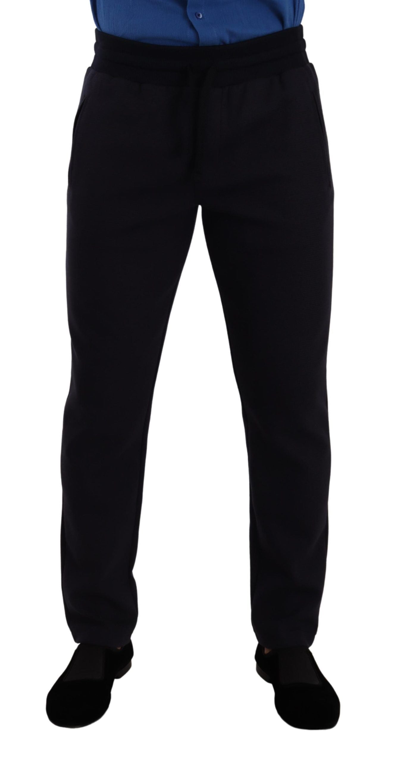 Blue Cotton Stretch Jogging Trouser Pants-Dolce & Gabbana-LabelTerrace.com