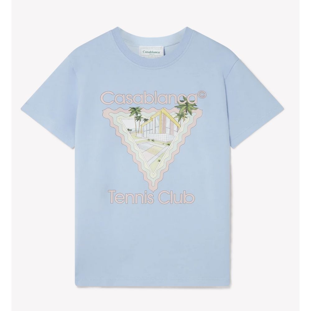 Blue Cotton T-Shirt-Casablanca-LabelTerrace.com